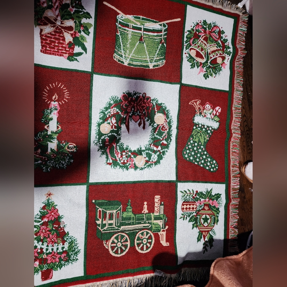 Woven Fringed Christmas Blanket       55 X 42 Crown Crafts Inc.